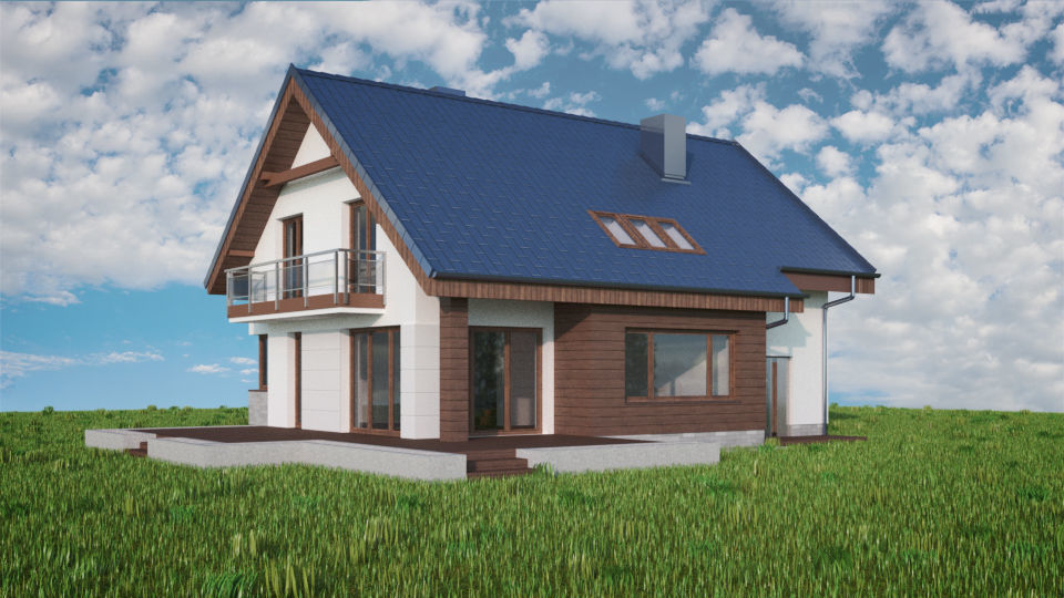 House 08C2 Low-poly 3D model_2