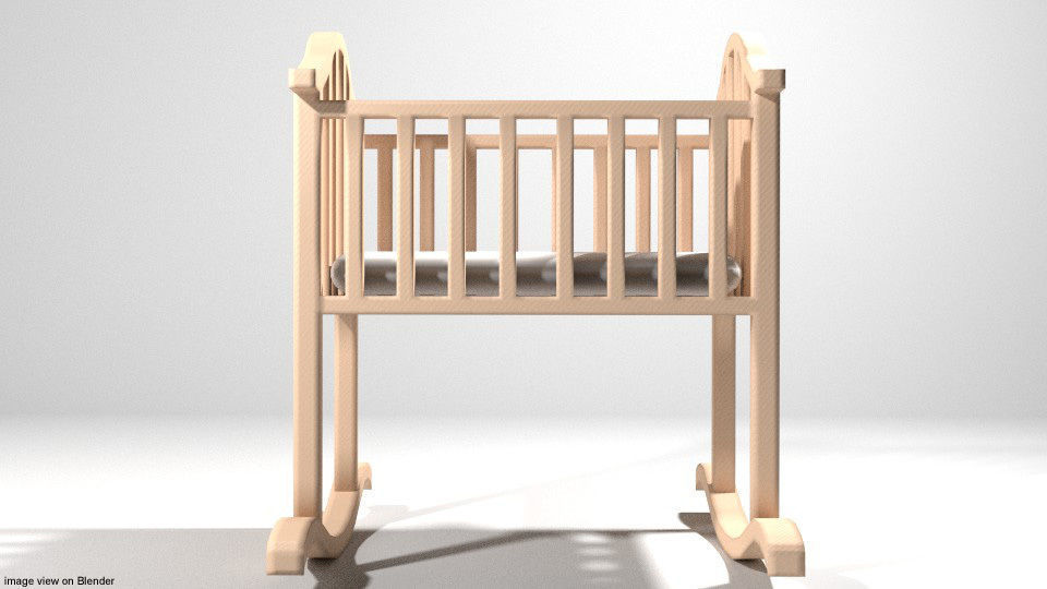 Rocking Baby Bed 3D model_1