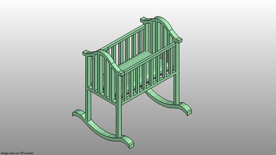 Rocking Baby Bed 3D model_4