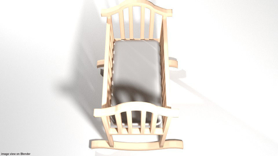 Rocking Baby Bed 3D model_2
