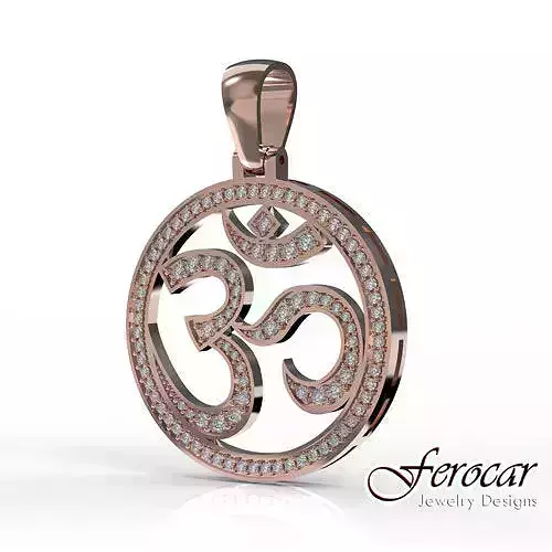 OM Pendant with stones 3D print model