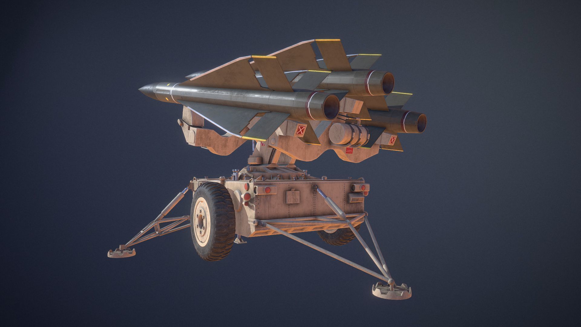 Mim-23 Hawk Air defense system - game-ready asset Free low-poly 3D model_6