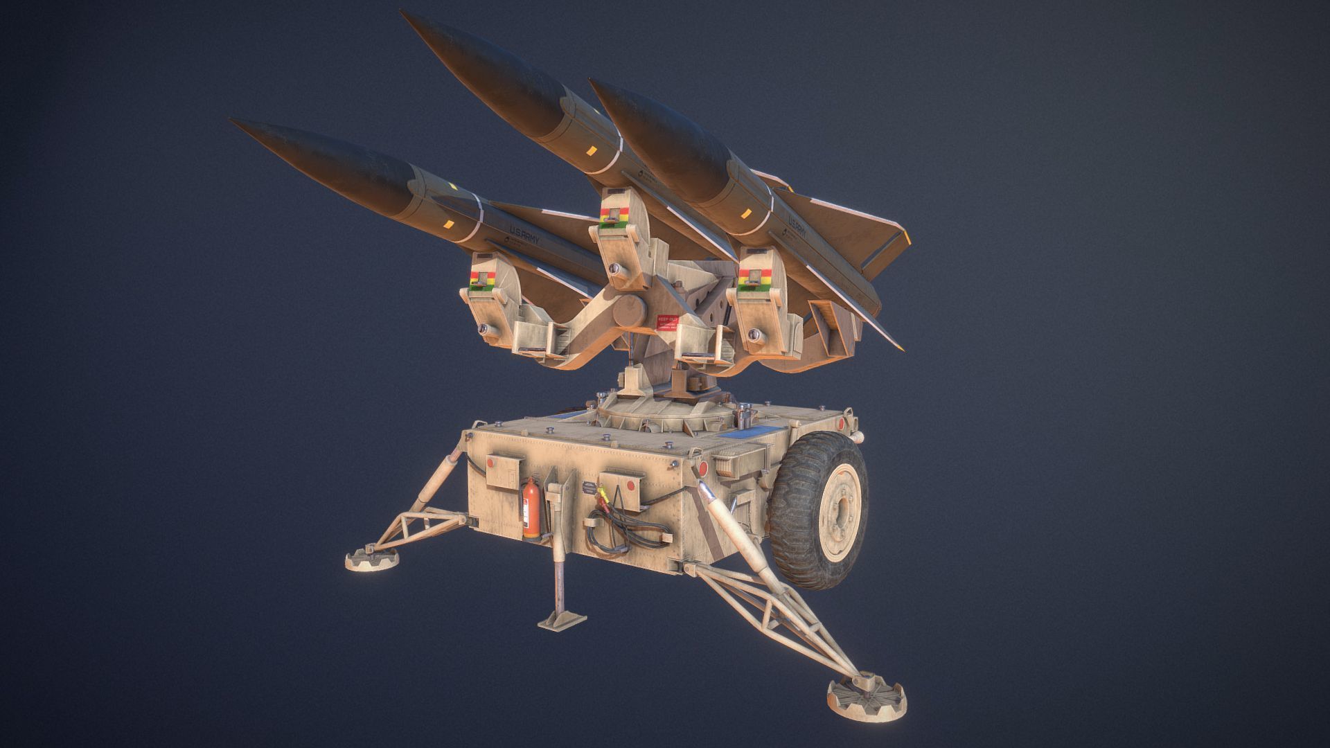 Mim-23 Hawk Air defense system - game-ready asset Free low-poly 3D model_4