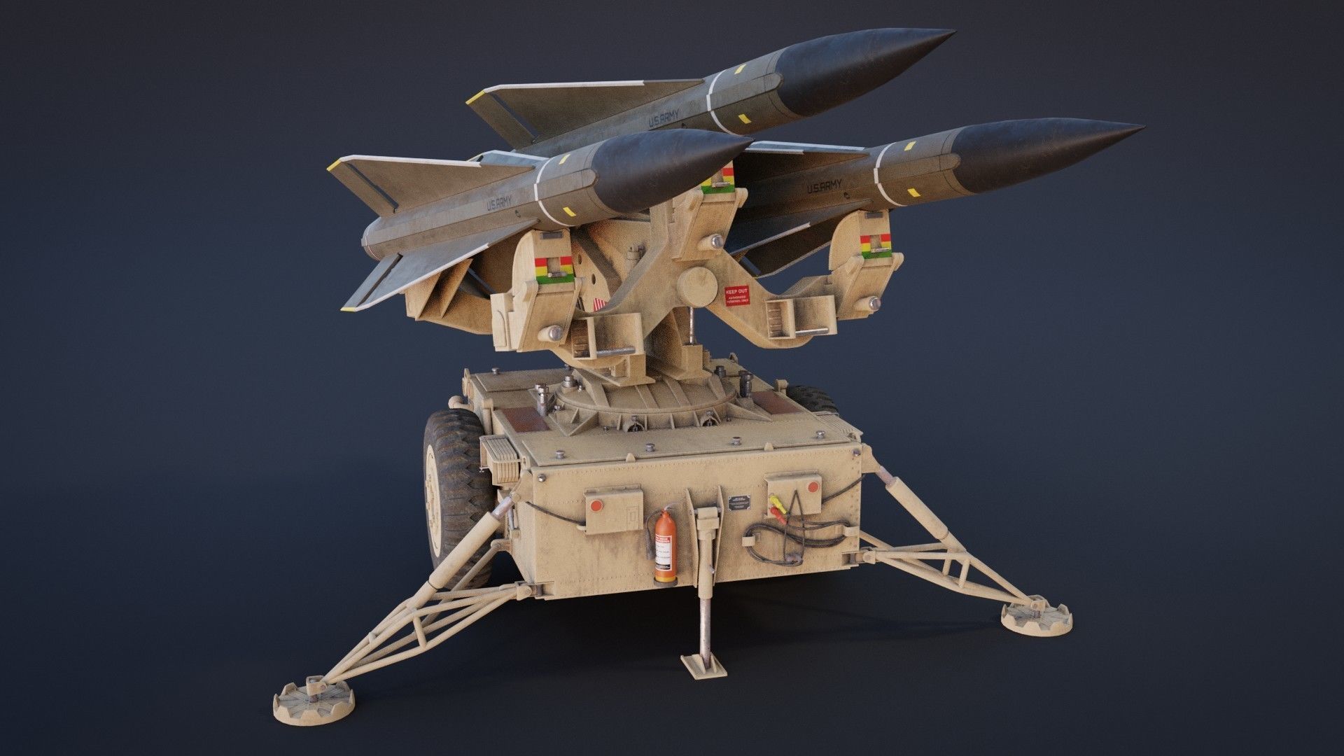 Mim-23 Hawk Air defense system - game-ready asset Free low-poly 3D model_1