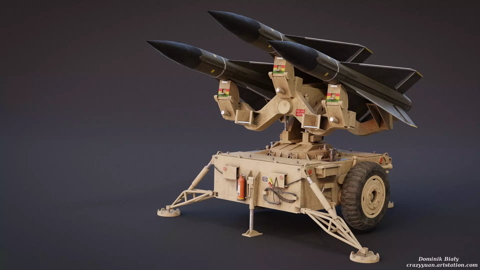 Mim-23 Hawk Air defense system - game-ready asset Free low-poly 3D model_0