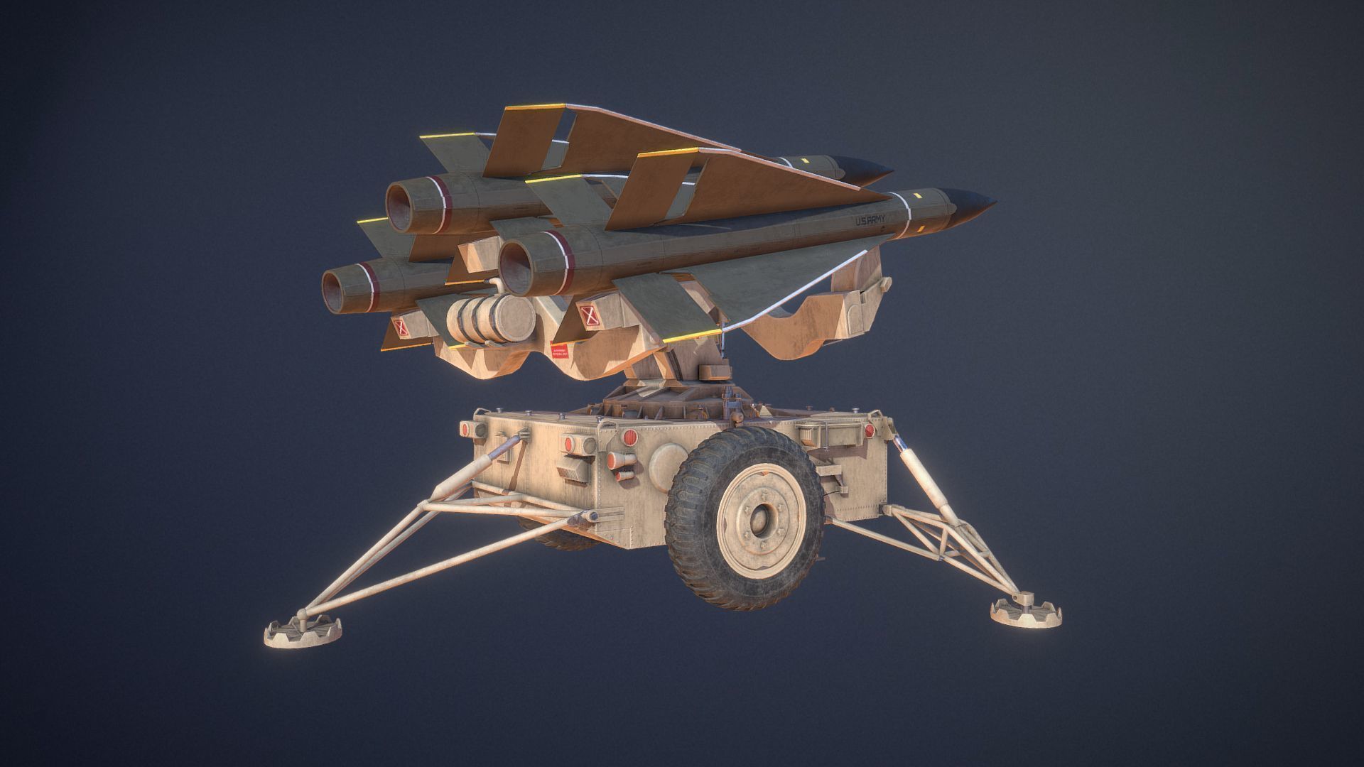 Mim-23 Hawk Air defense system - game-ready asset Free low-poly 3D model_8