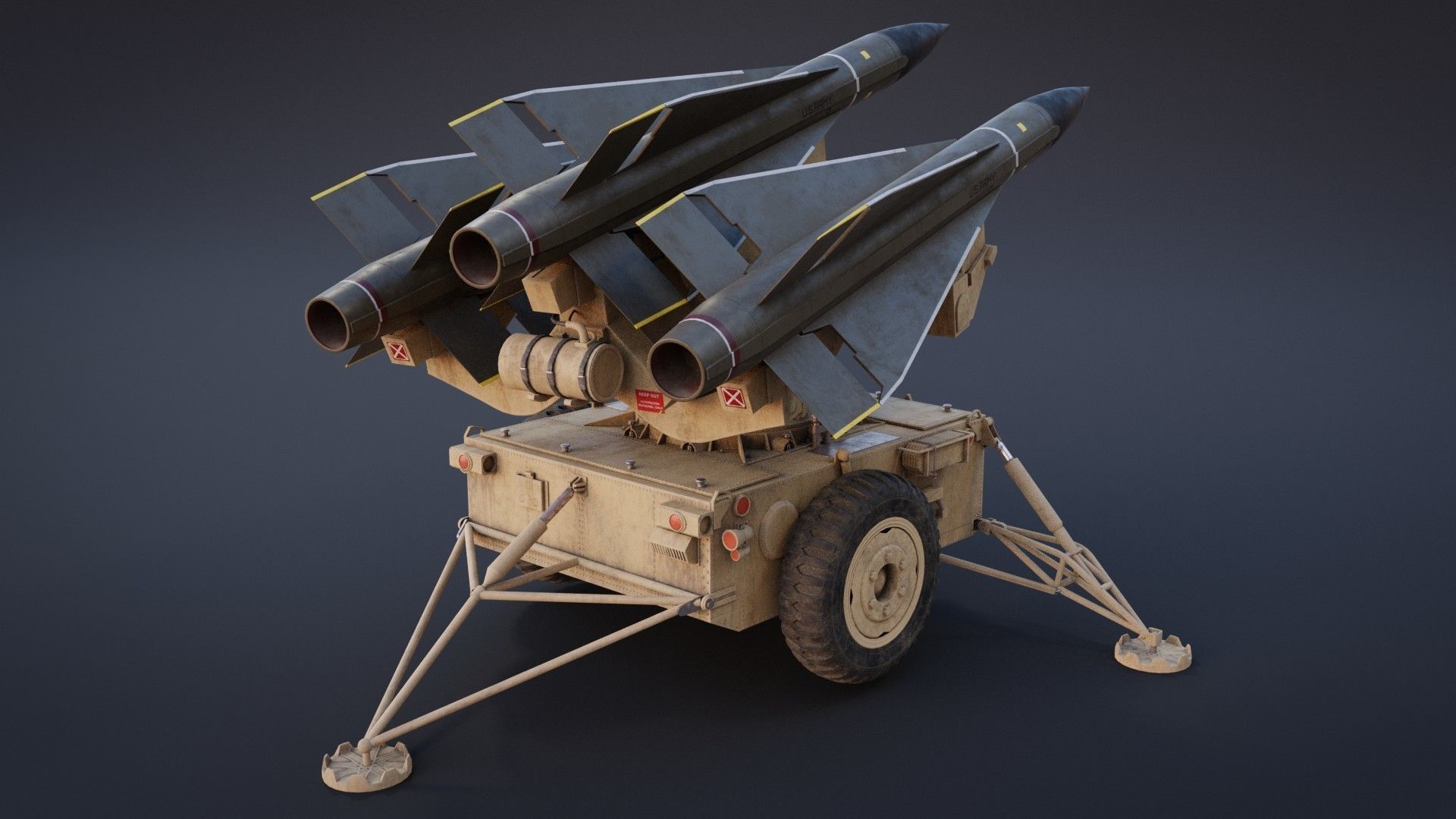 Mim-23 Hawk Air defense system - game-ready asset Free low-poly 3D model_2