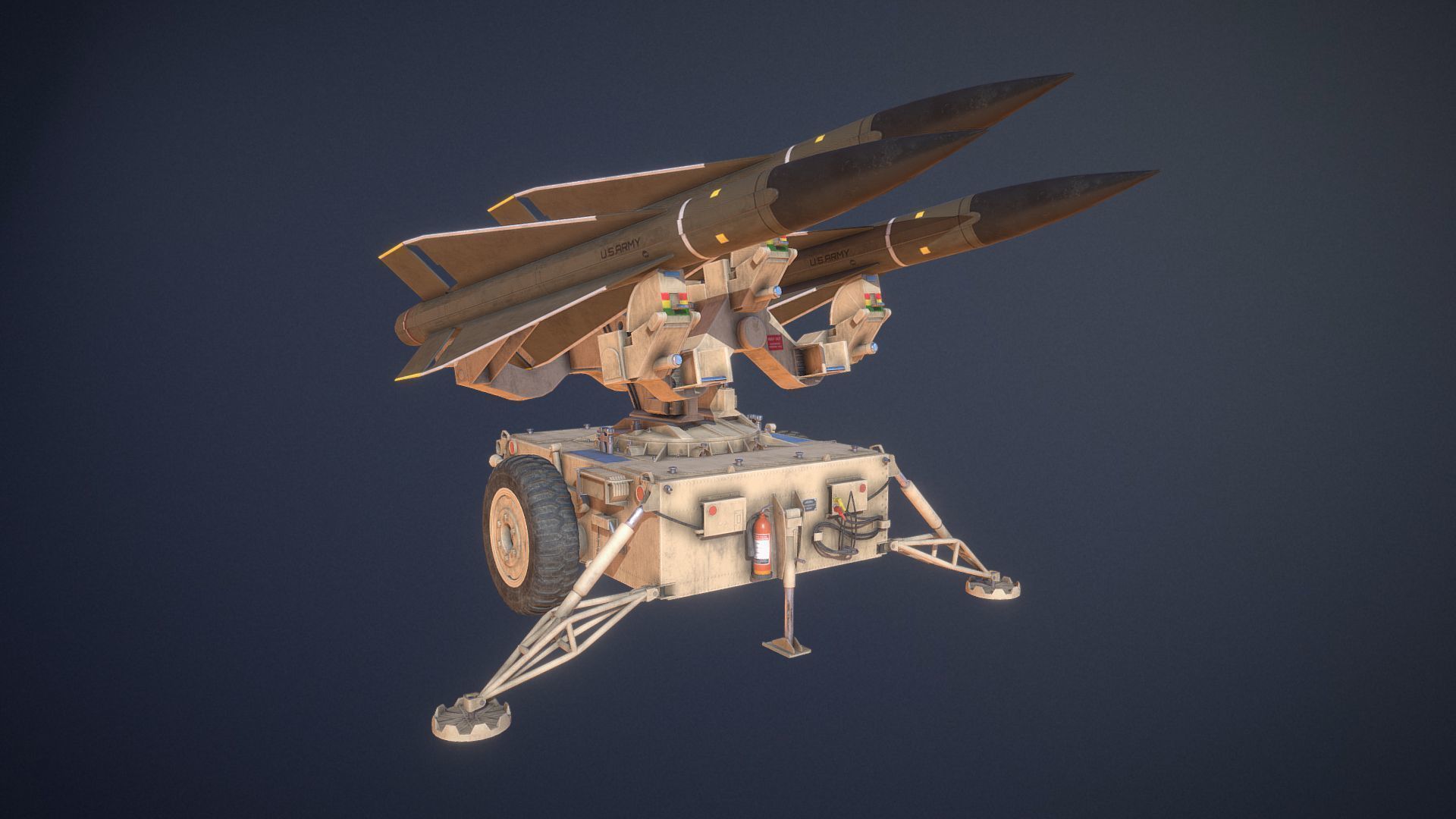 Mim-23 Hawk Air defense system - game-ready asset Free low-poly 3D model_9