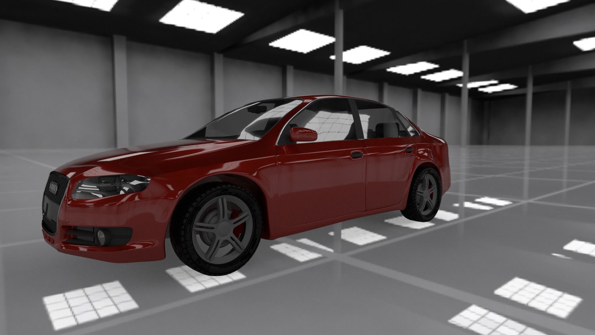 Audi A4 2008 Low-poly 3D model_1