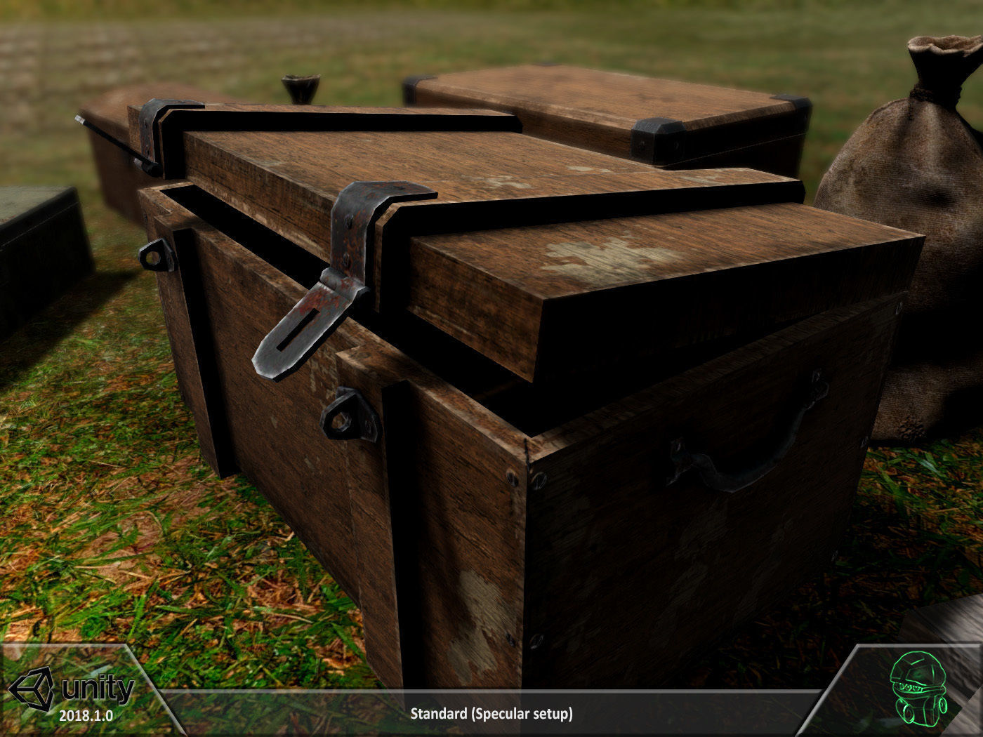 Box chest sack storage pack Low-poly 3D model_2