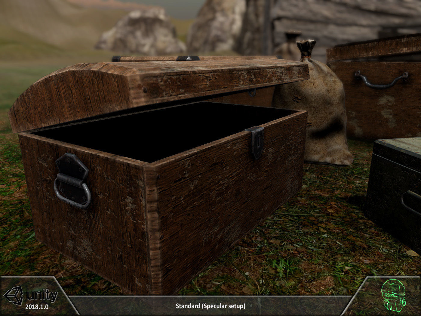 Box chest sack storage pack Low-poly 3D model_3