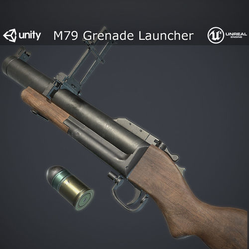 M79 Grenade Launcher Low-poly 3D model