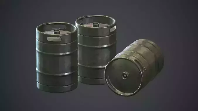 Stainless Steel Beer Keg PBR Game Ready Low-poly 3D model