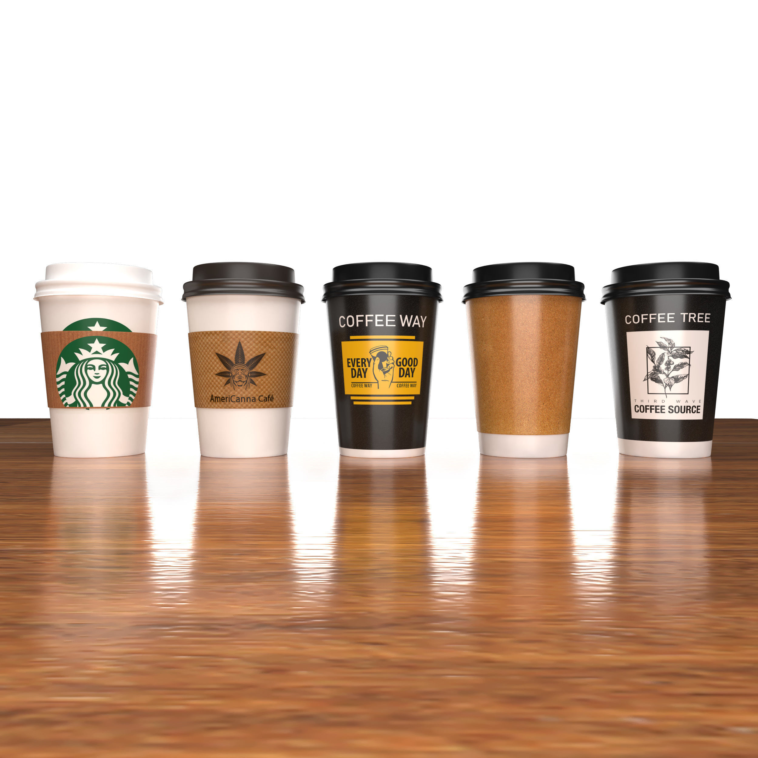 Takeout coffee cups 3D model_2