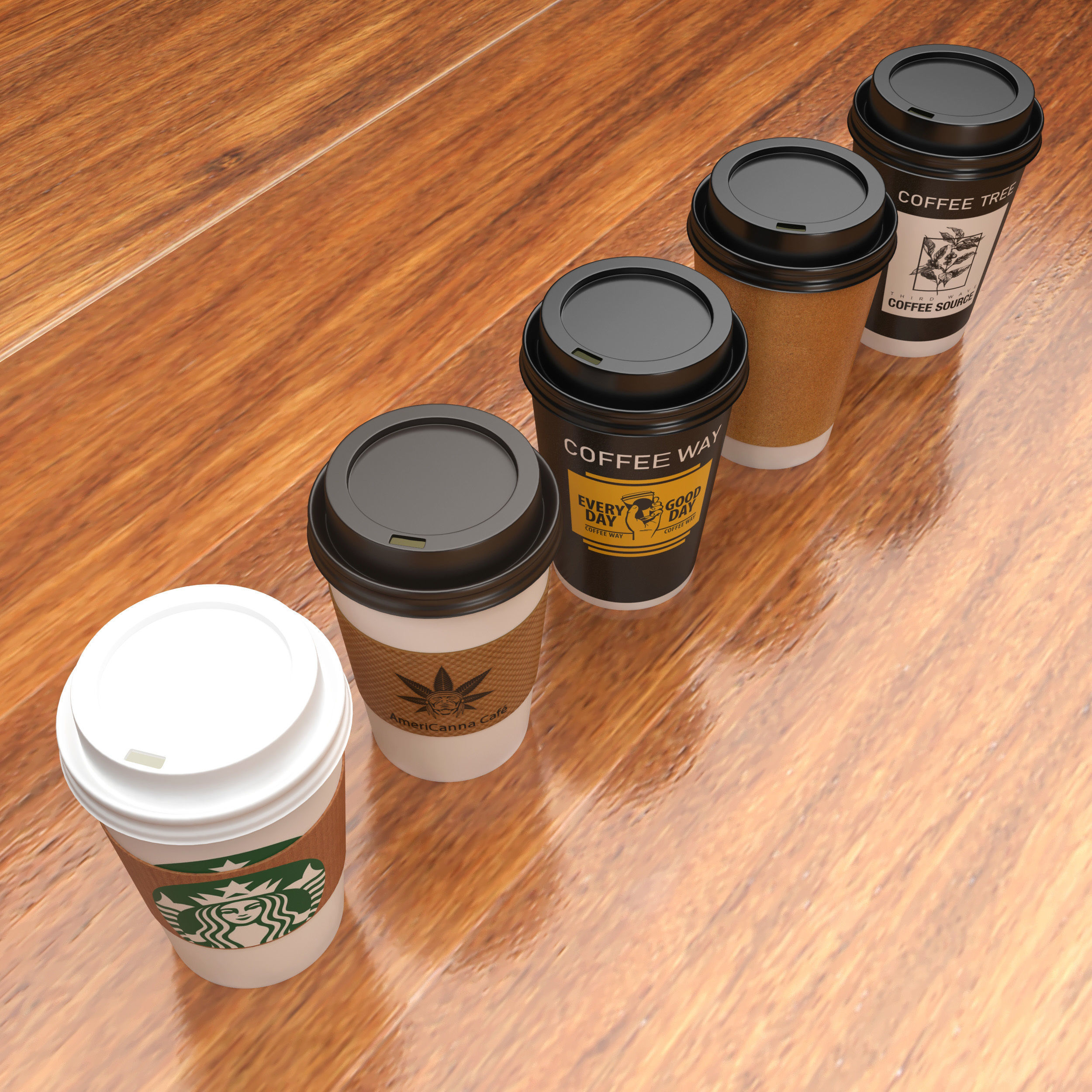 Takeout coffee cups 3D model_1