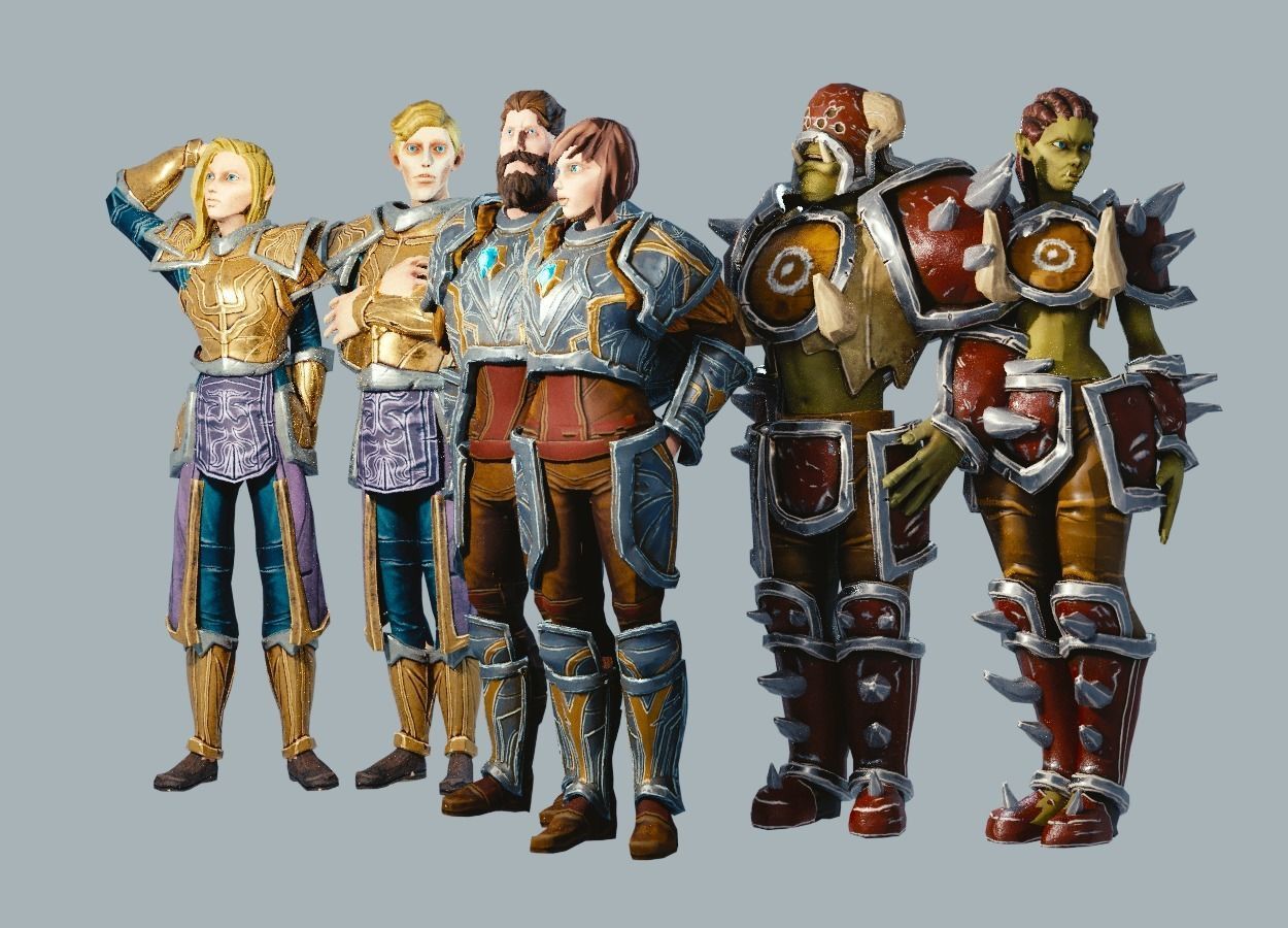 Classic Role Playing Races Low-poly 3D model_1