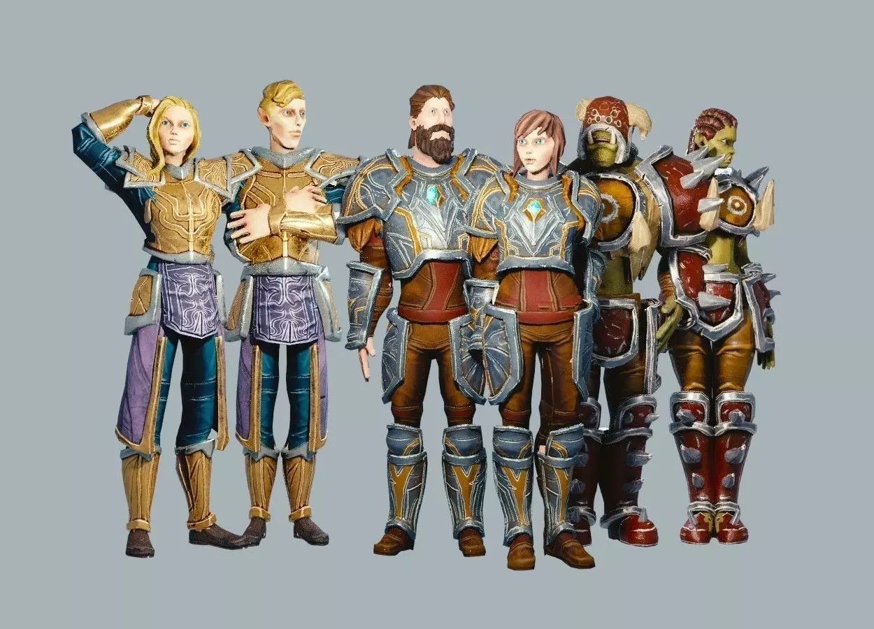 Classic Role Playing Races Low-poly 3D model_0