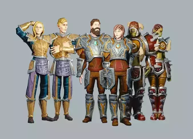 Classic Role Playing Races Low-poly 3D model