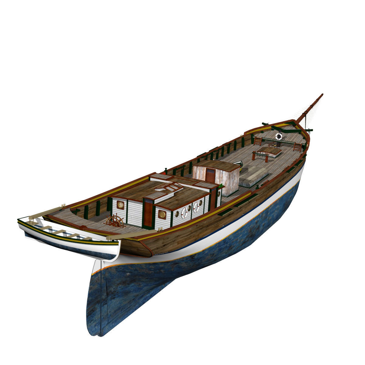 Brig Ship  J W Parker 1874 Brigantino Toscano 3D model_29