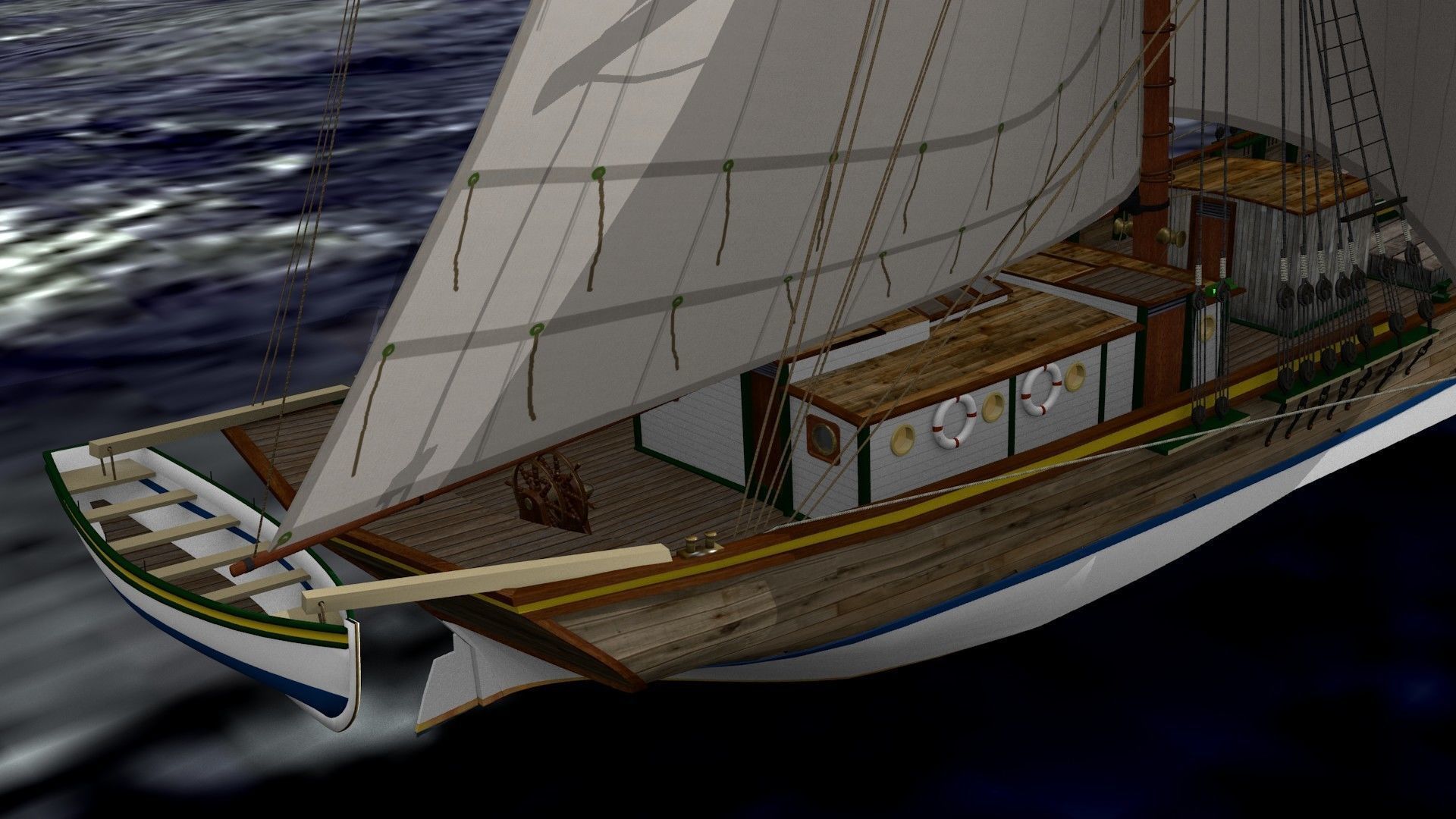 Brig Ship  J W Parker 1874 Brigantino Toscano 3D model_9