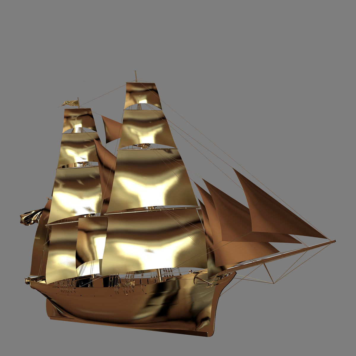 Brig Ship  J W Parker 1874 Brigantino Toscano 3D model_25