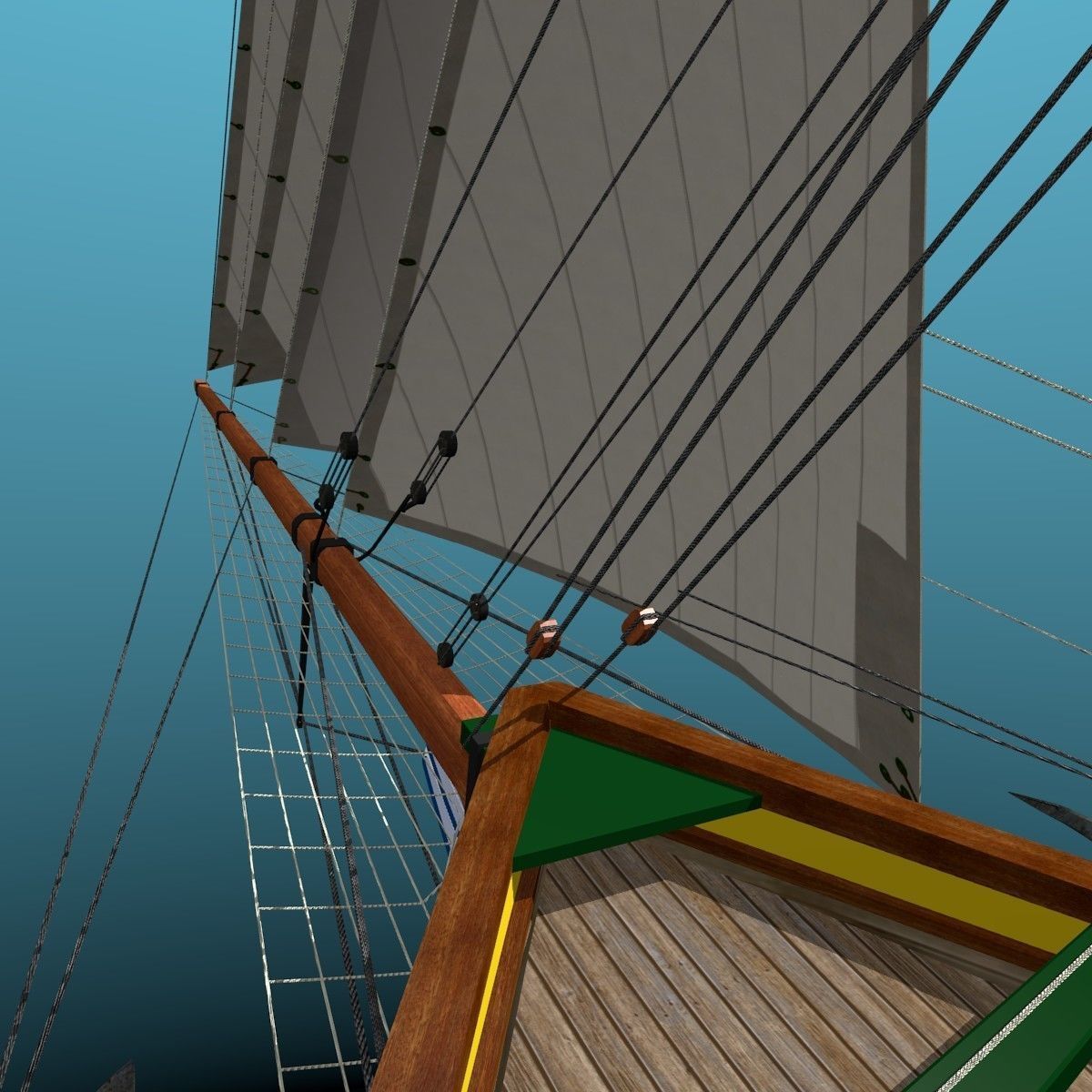 Brig Ship  J W Parker 1874 Brigantino Toscano 3D model_18