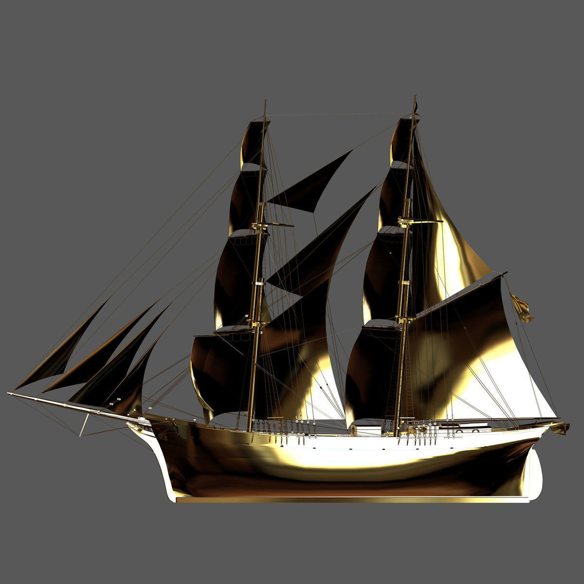 Brig Ship  J W Parker 1874 Brigantino Toscano 3D model_24