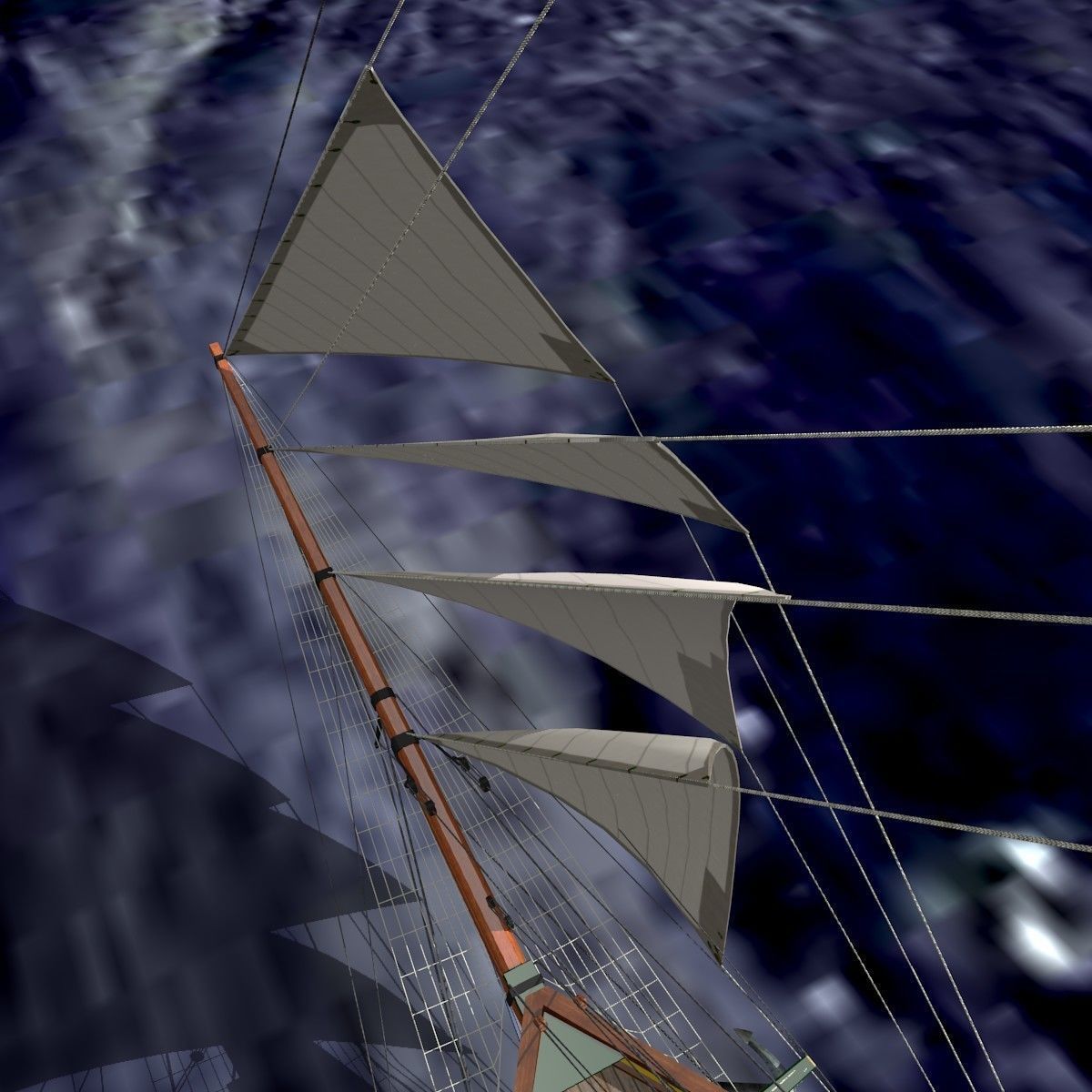 Brig Ship  J W Parker 1874 Brigantino Toscano 3D model_19