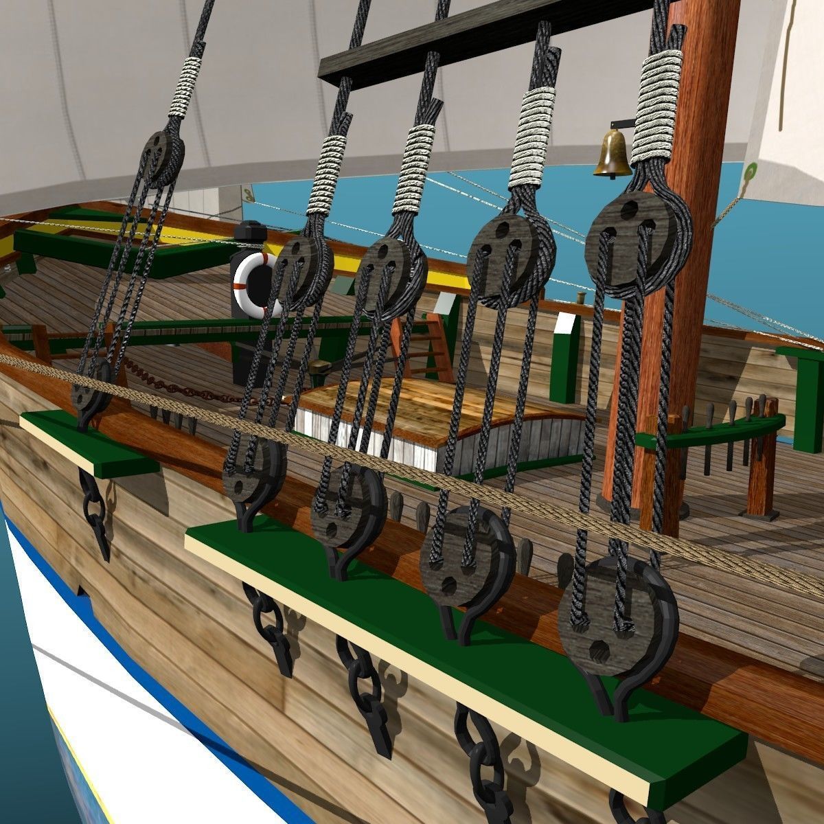 Brig Ship  J W Parker 1874 Brigantino Toscano 3D model_16