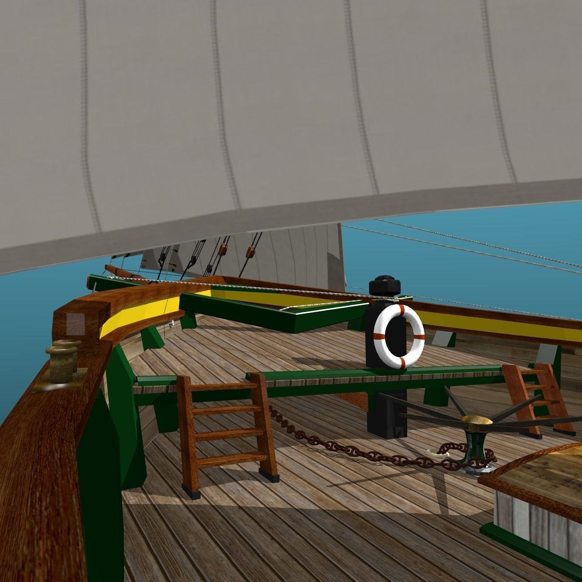 Brig Ship  J W Parker 1874 Brigantino Toscano 3D model_17