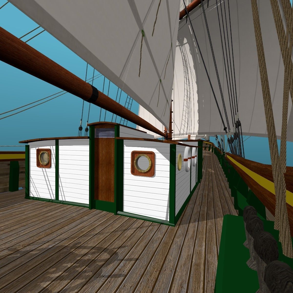 Brig Ship  J W Parker 1874 Brigantino Toscano 3D model_13