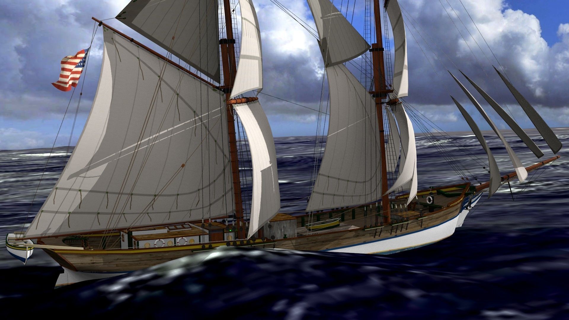 Brig Ship  J W Parker 1874 Brigantino Toscano 3D model_8