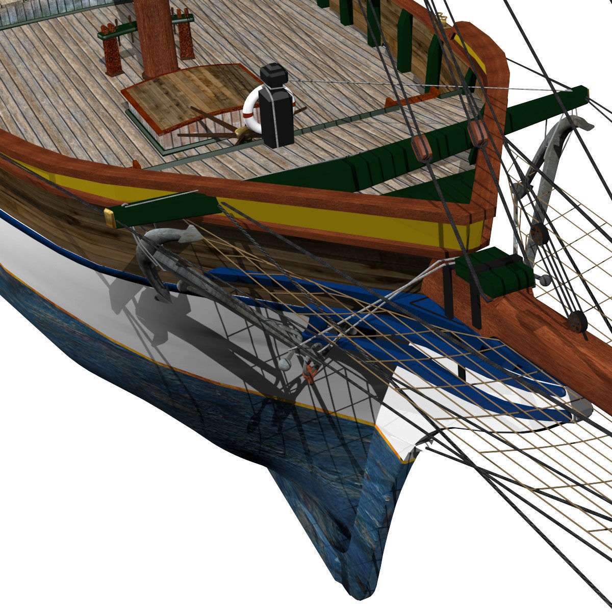 Brig Ship  J W Parker 1874 Brigantino Toscano 3D model_32