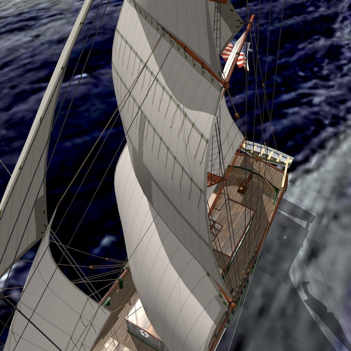 Brig Ship  J W Parker 1874 Brigantino Toscano 3D model_22