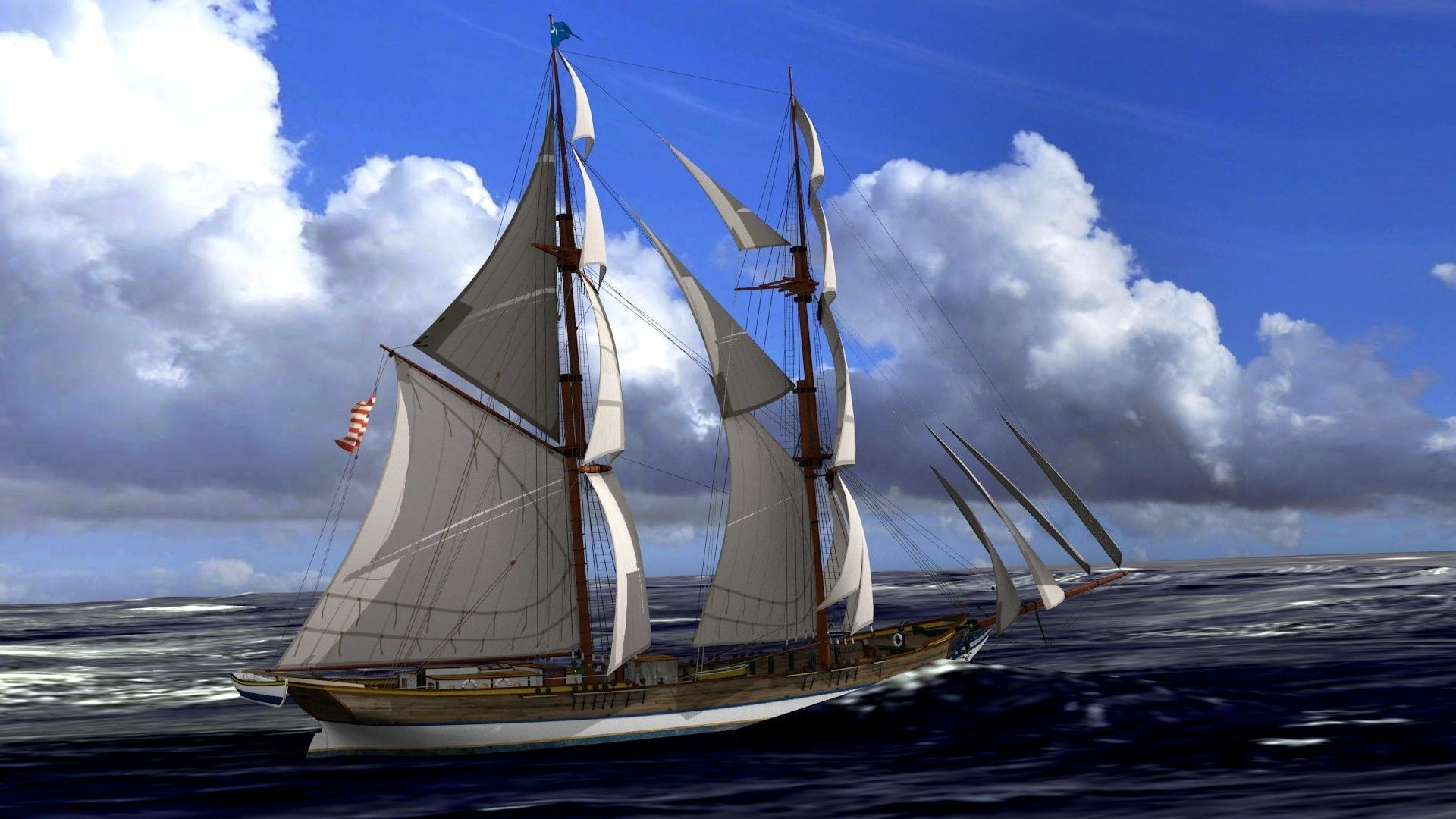 Brig Ship  J W Parker 1874 Brigantino Toscano 3D model_7