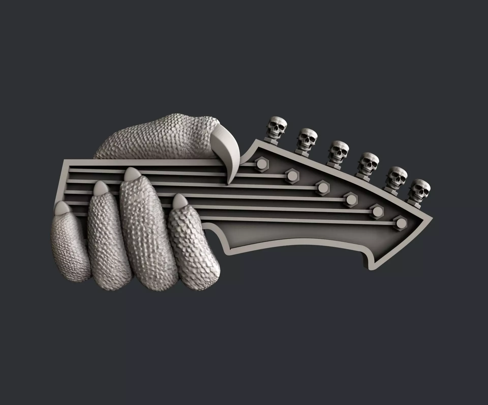 3d STL models for CNC guitar skull 3D model_0