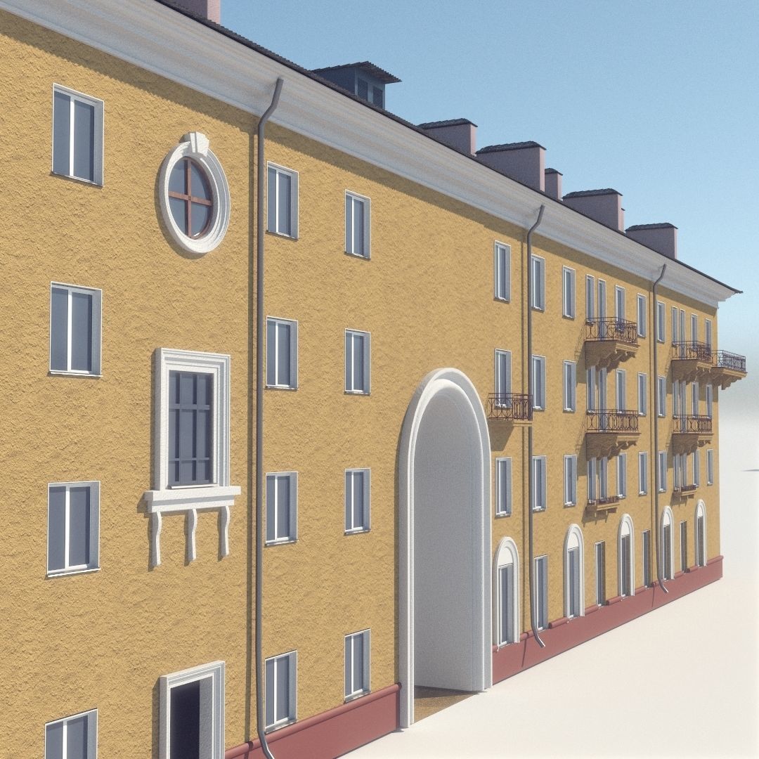 Soviet Russia houses 3D model_4