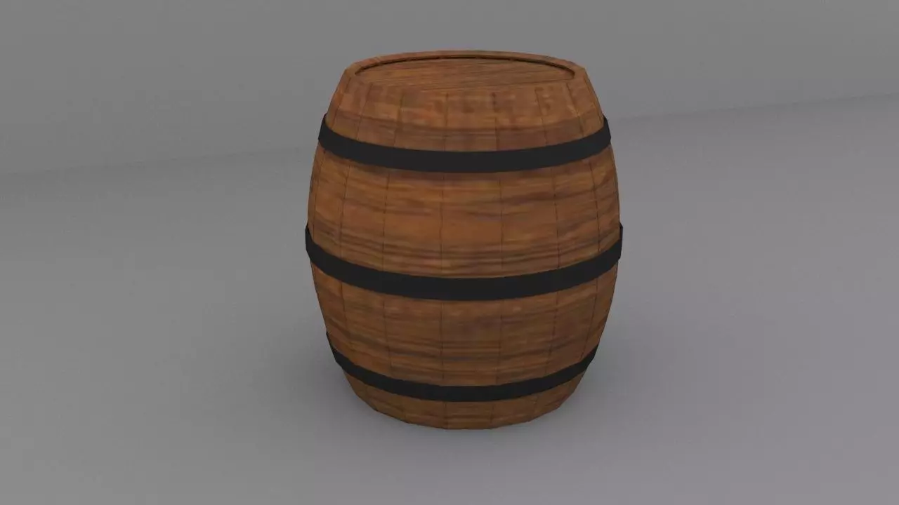 Wood Barrel Low-poly 3D model_0