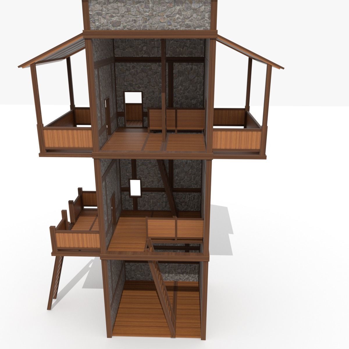 Roman Fantasy Watchtower Low-poly 3D model_5
