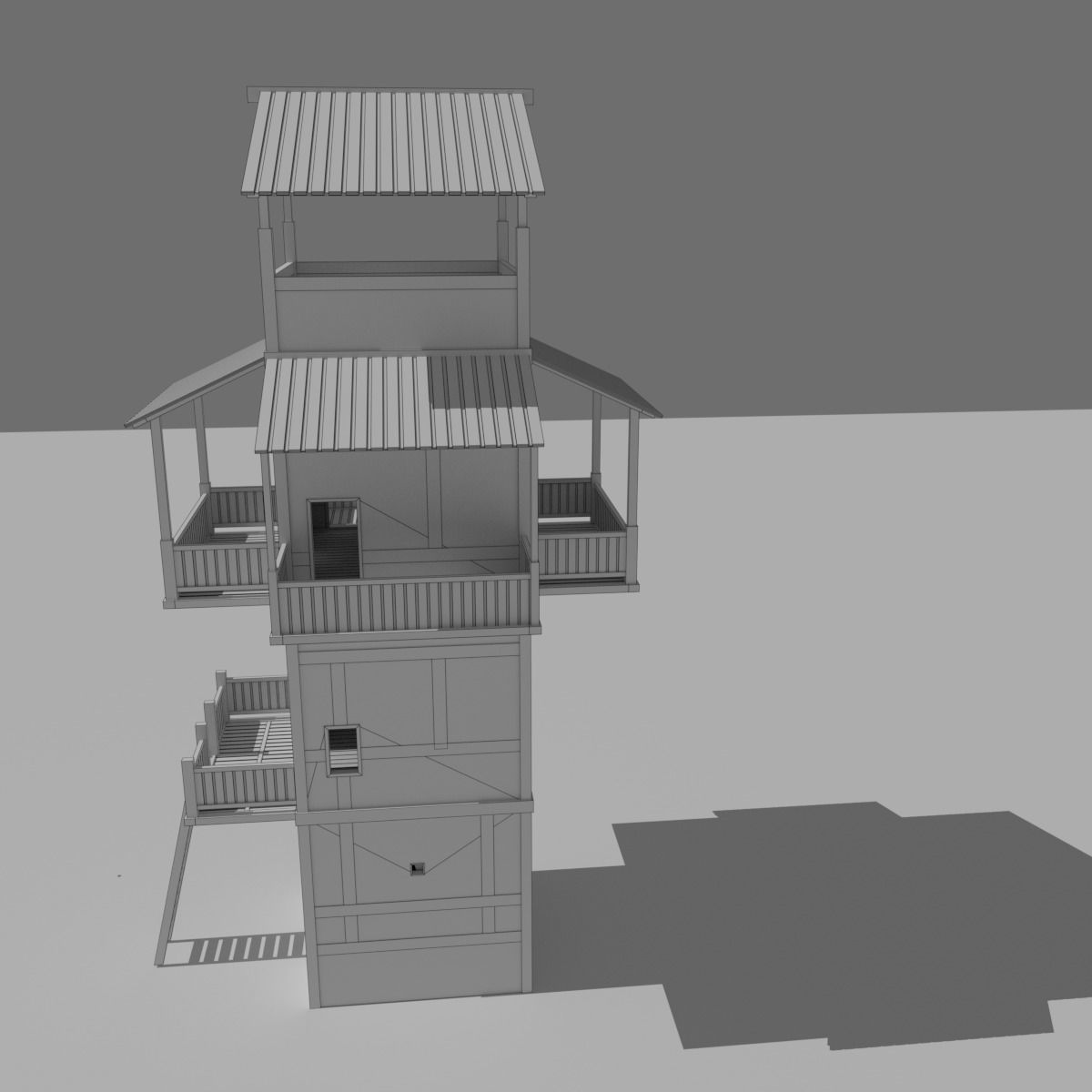 Roman Fantasy Watchtower Low-poly 3D model_10
