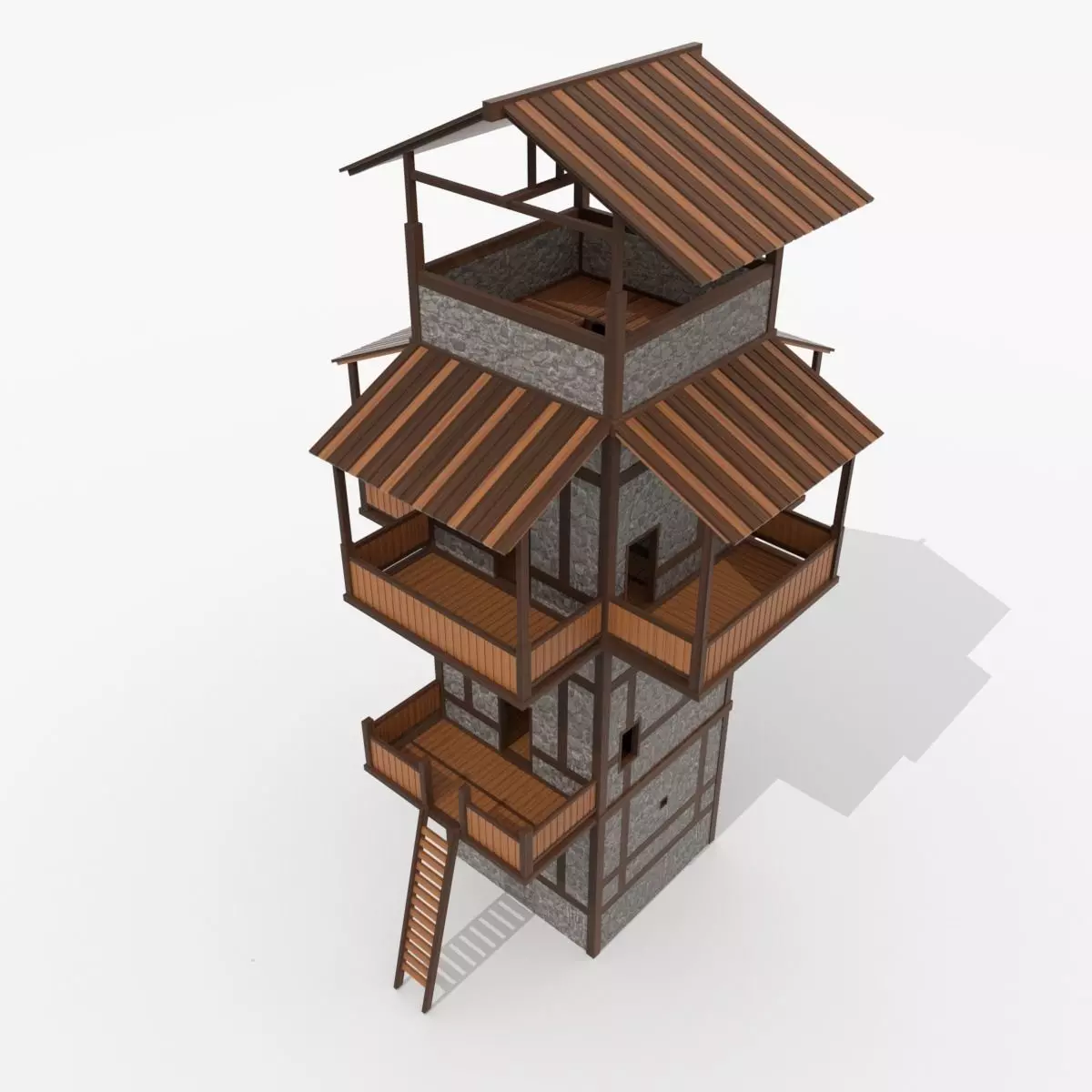 Roman Fantasy Watchtower Low-poly 3D model_0