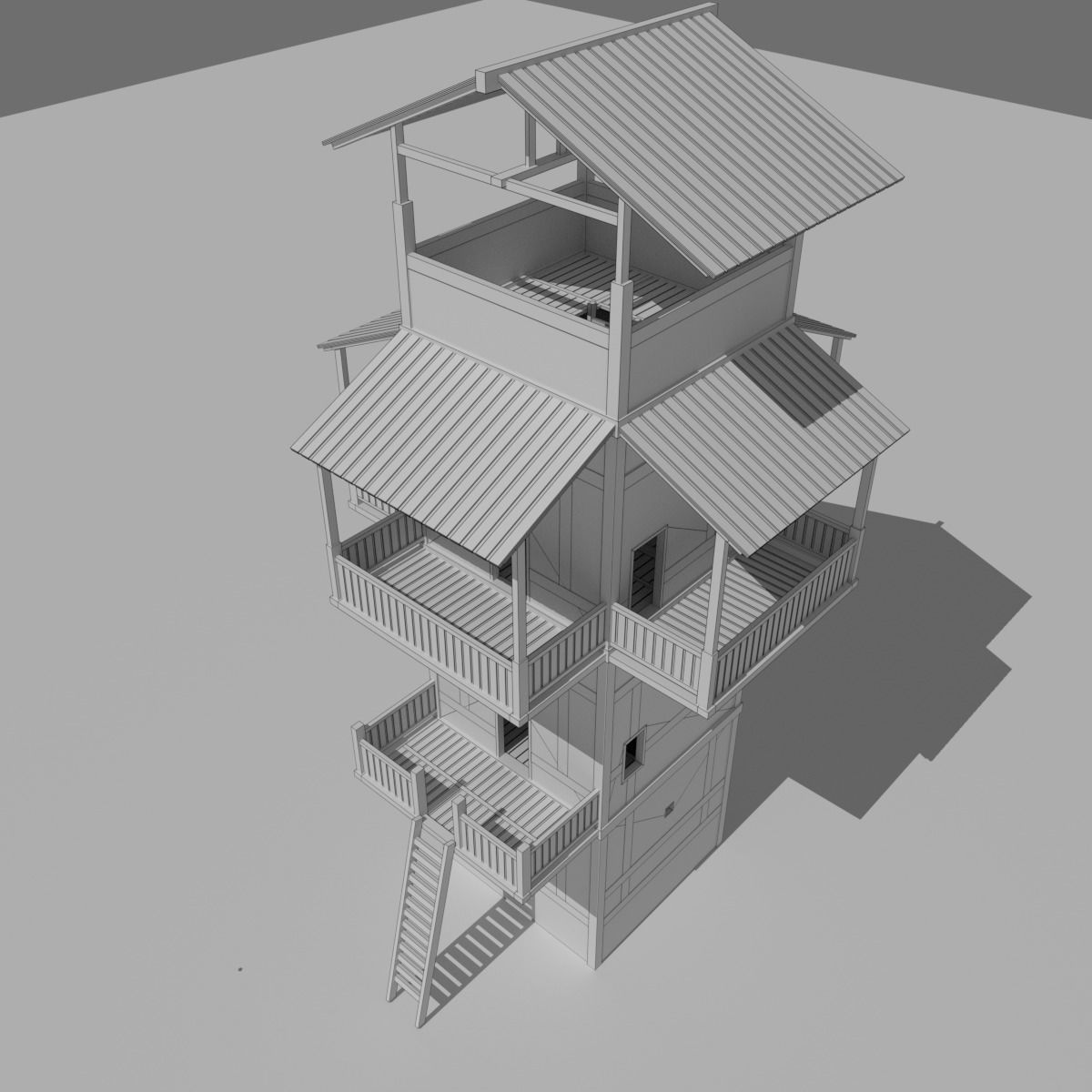 Roman Fantasy Watchtower Low-poly 3D model_11