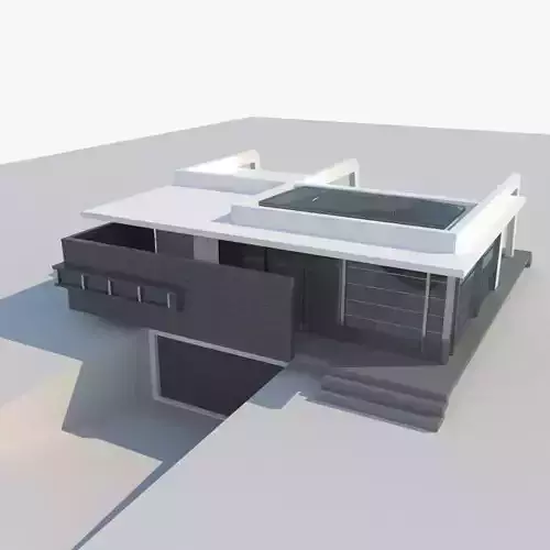High Tech Grey House Low-poly 3D model