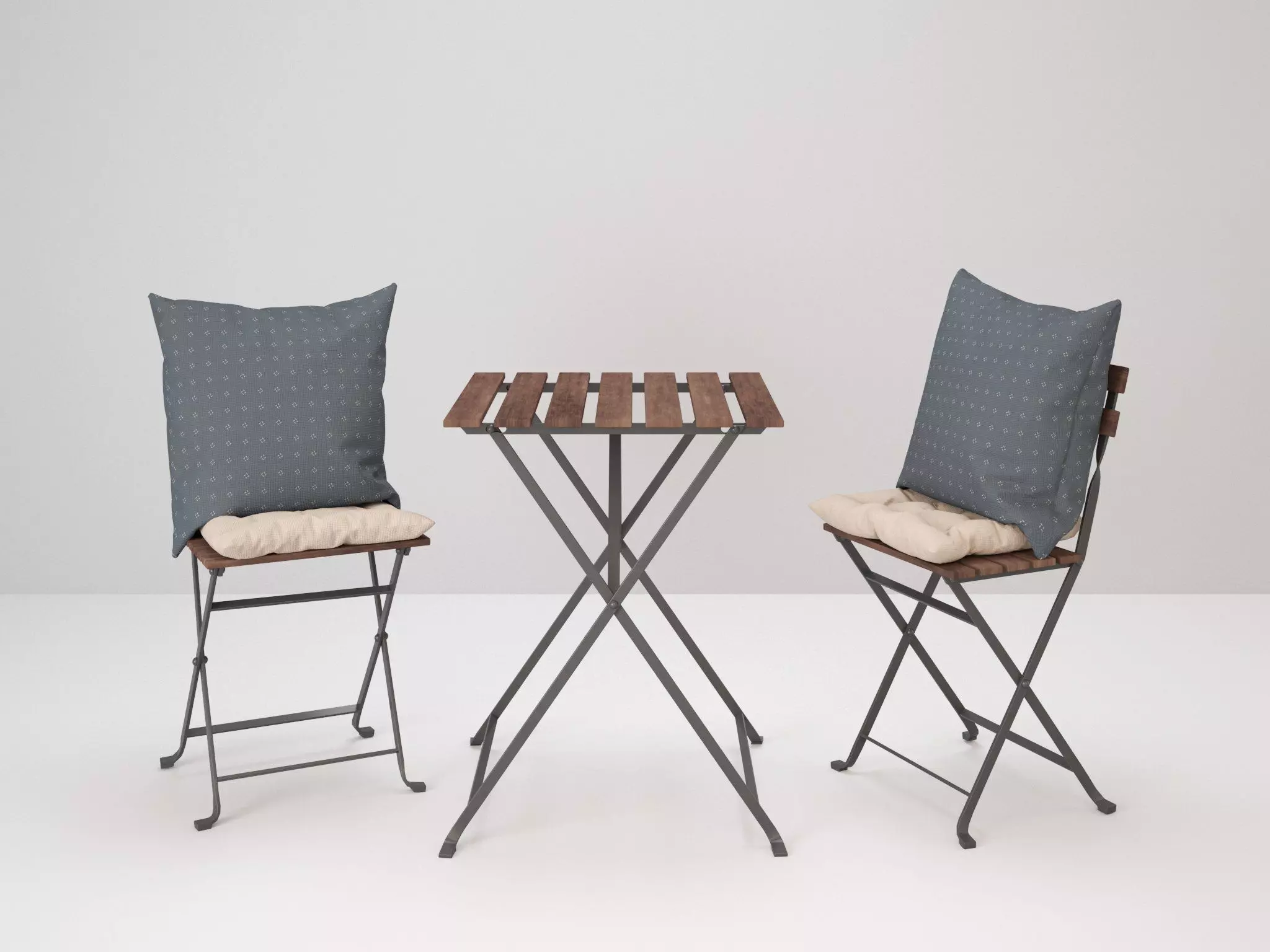 Gardenfurniture Set two chairs and table with cushions 3D model_0