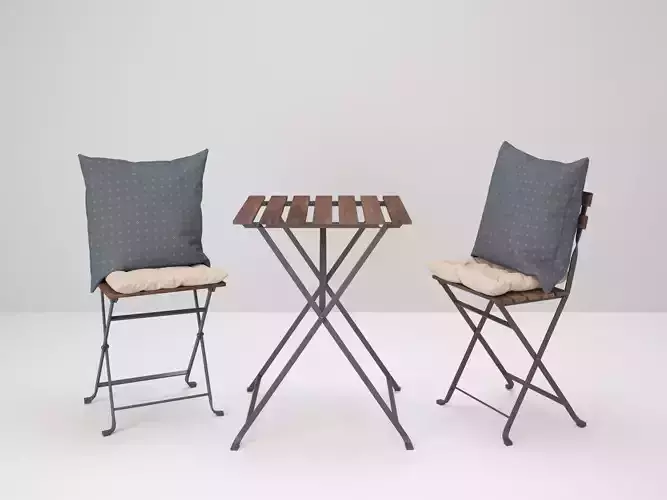 Gardenfurniture Set two chairs and table with cushions 3D model