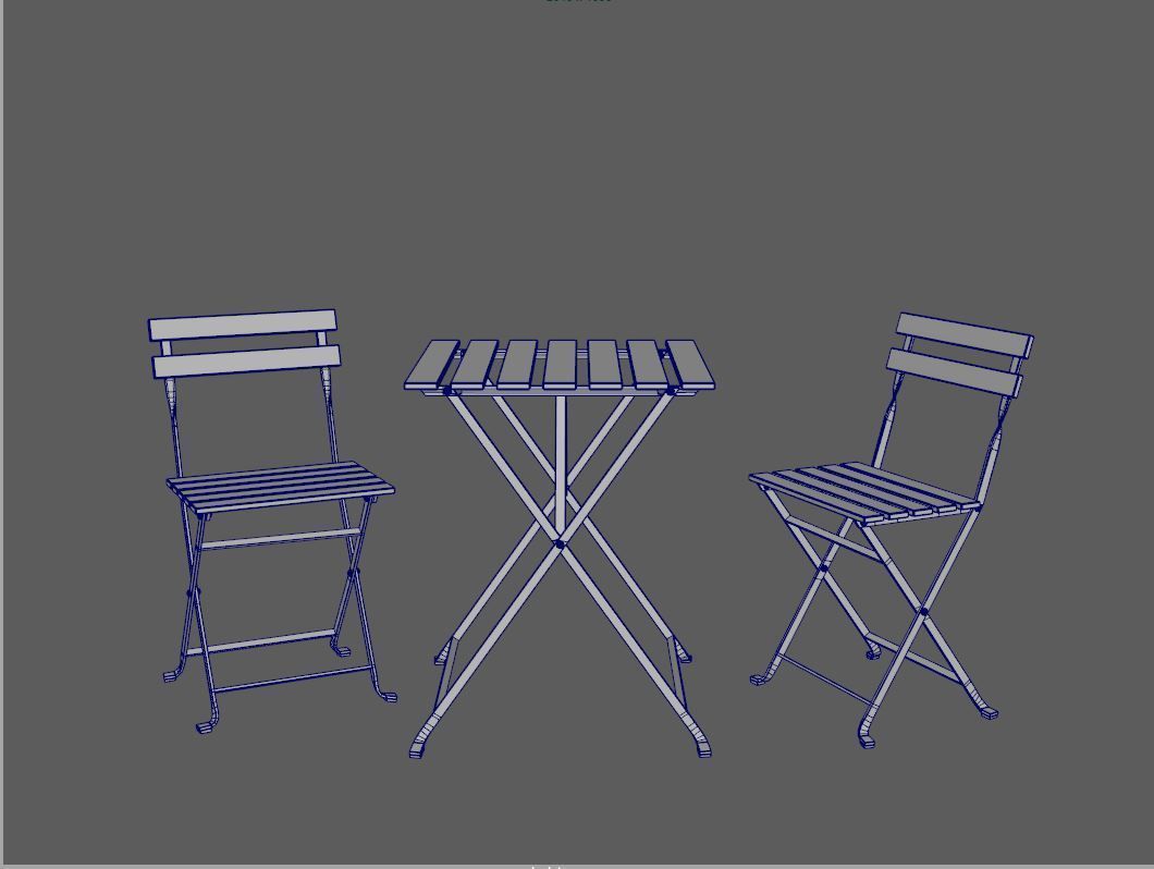 Gardenfurniture Set two chairs and table with cushions 3D model_7