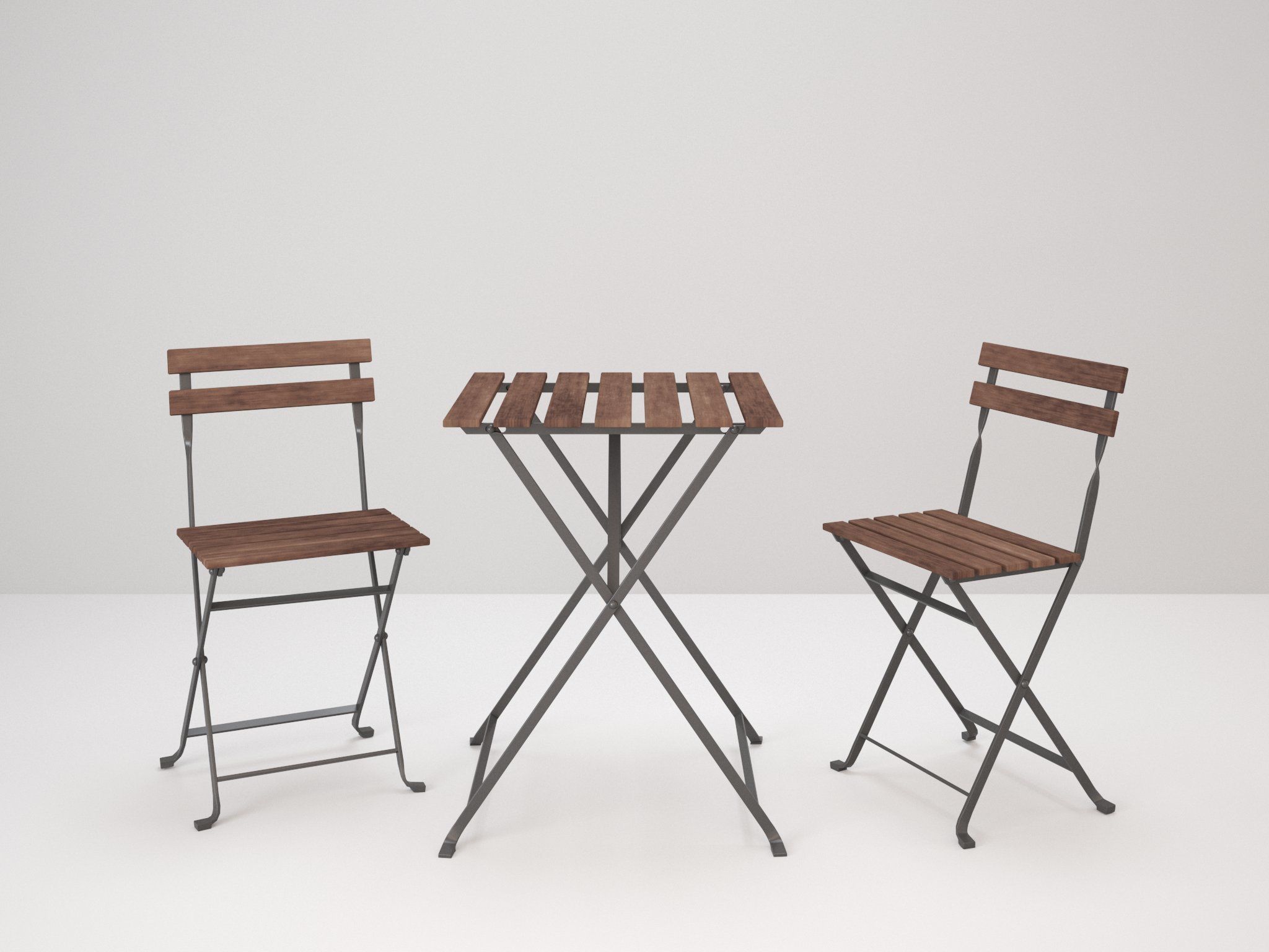 Gardenfurniture Set two chairs and table with cushions 3D model_2