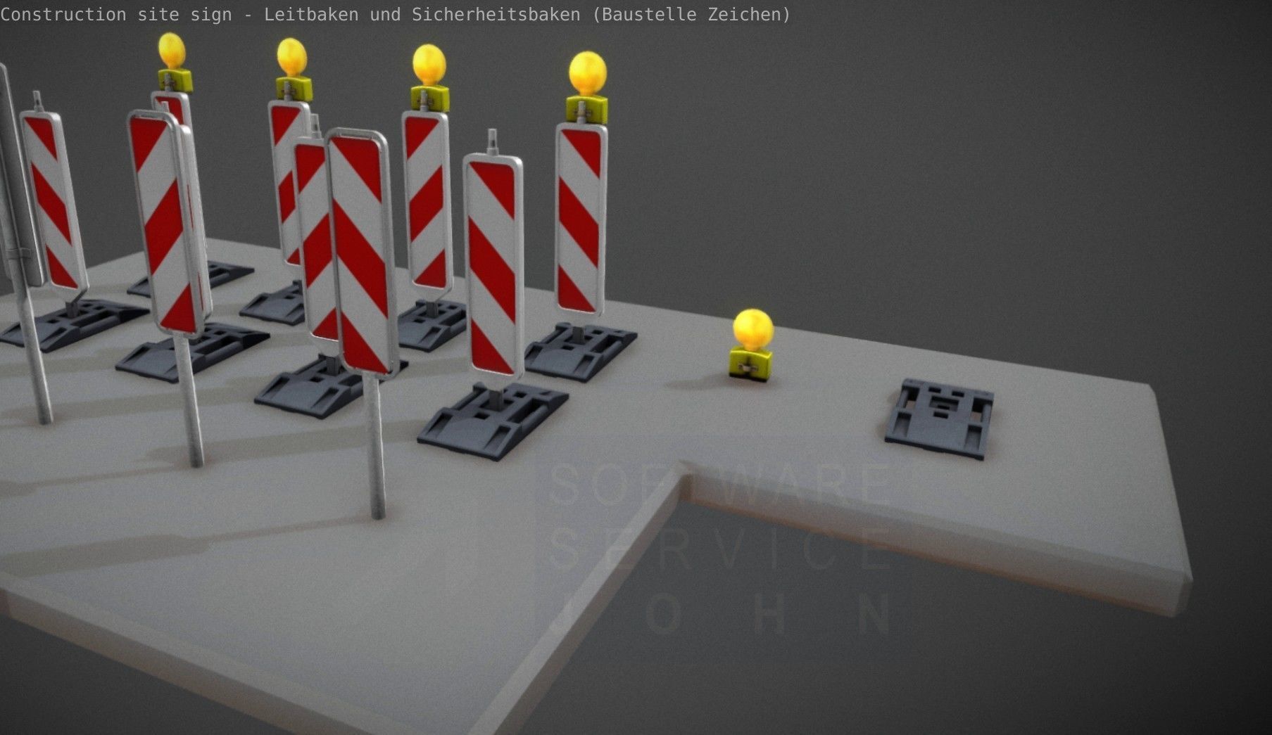 Construction Site Traffic Signs - Pack Low-poly 3D model_95