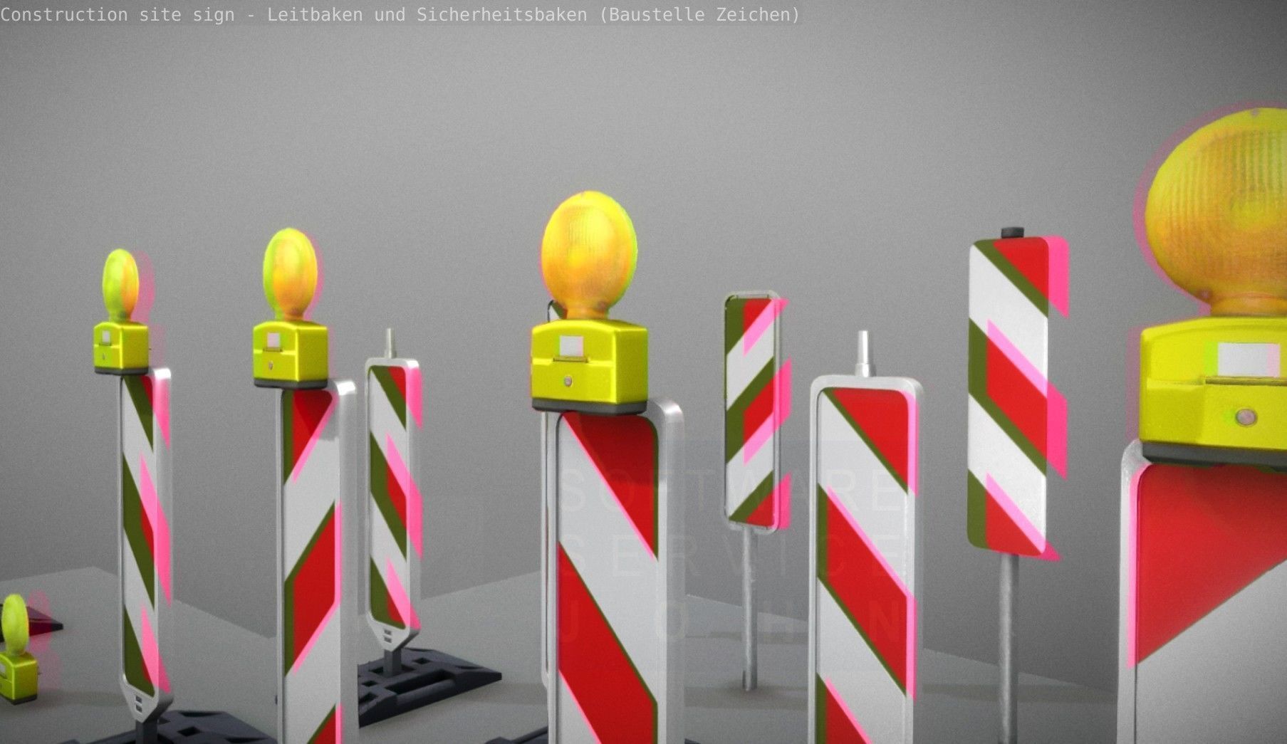 Construction Site Traffic Signs - Pack Low-poly 3D model_43