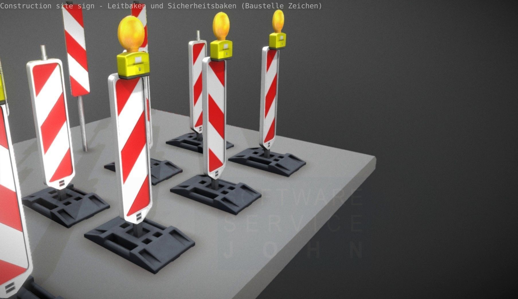 Construction Site Traffic Signs - Pack Low-poly 3D model_51